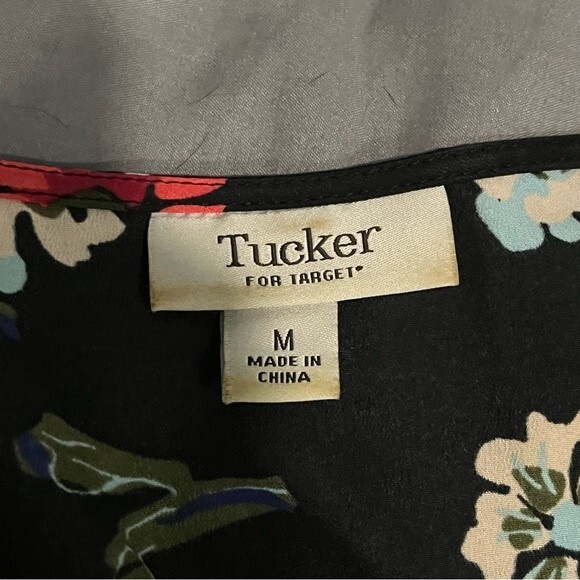 Tucker for Target Black & Pink Floral Print Short Sleeve Dress Size Medium - Picture 10 of 11